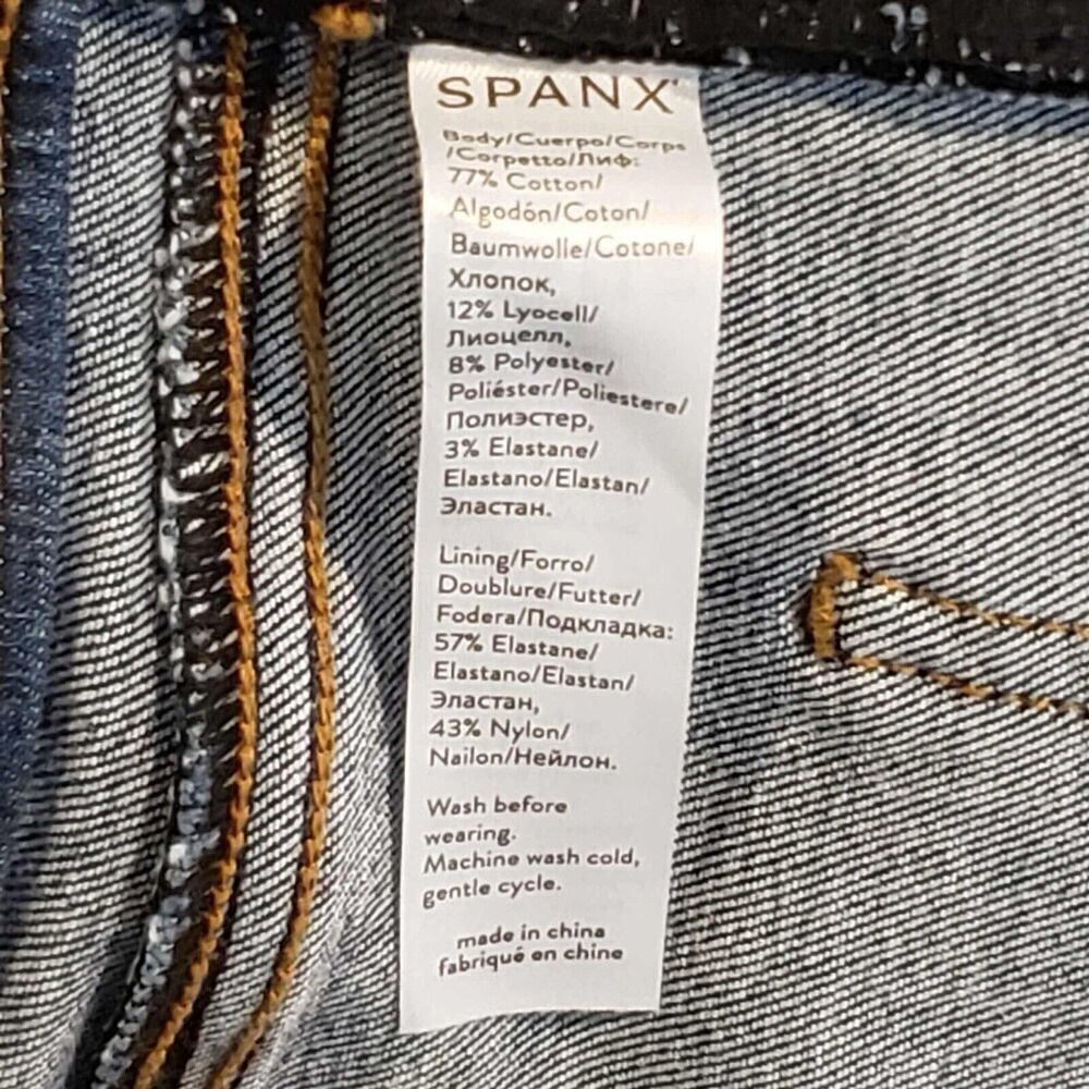 Spanx Jeans Women's Size Medium M Blue Skinny Pull On Stretch High Rise - Picture 10 of 11